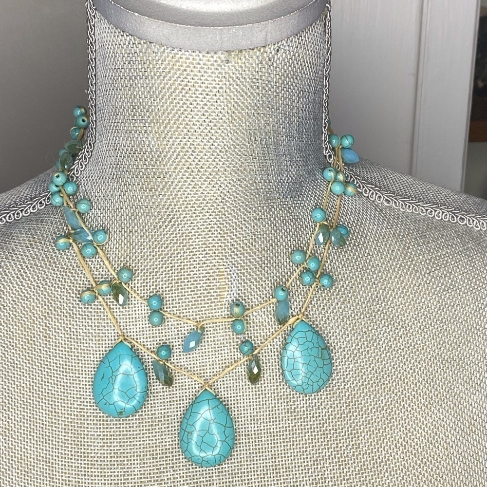 Statement Necklace l Fashion TURQUOISE CRYSTAL NECKLACE #328